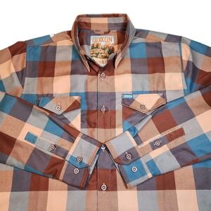Dixxon Yavapai Flannel Shirt Men XL Tall XLT Brown Blue Plaid Southwest Sold Out